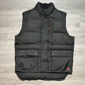 Tough Duck Black Puffer zip up down feather Vest mens medium workwear black